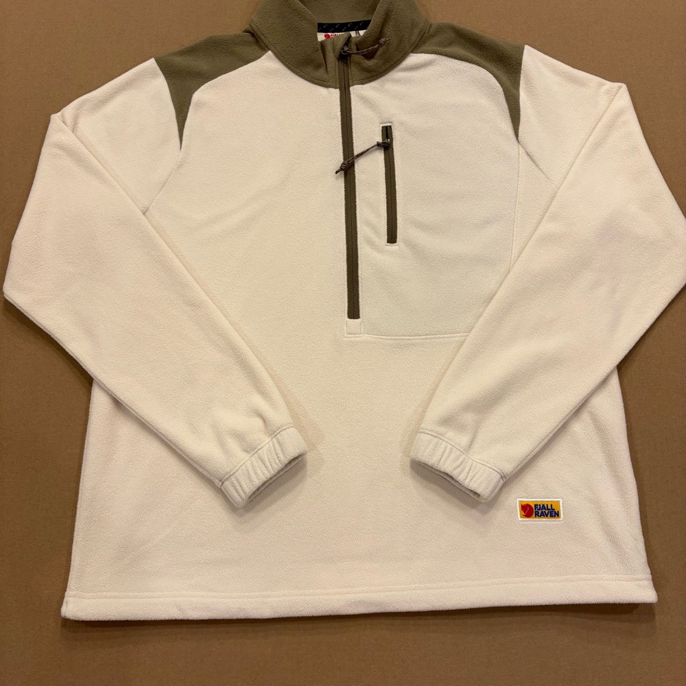 Fjallraven Women Vardag Lite Fleece Half Zip Pullover Chalk White/Light Olive M